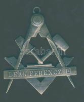 Szabadkőműves Ag függő "Deák Ferencz" T:2