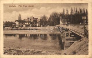 Pöstyén, Piestany; Vág folyó részlet, híd / river, bridge (ázott sarok / wet corner)