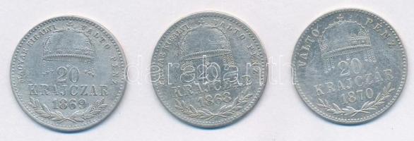 1868KB 20kr Ag "Ferenc József / Magyar Királyi Váltó pénz" + 1869KB 20kr Ag "Ferenc J...