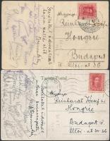 1927 A BEAC labdarúgó csapat tagjainak aláírása 2 db hazaküldött képeslapon