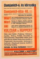 cca 1925 Bp. Damjanich utca, Kulcsár és Huppert gőzmosó-, ruhafestő- és vegytisztító gyári központjának reklámplakátja, hajtott, 47x31 cm