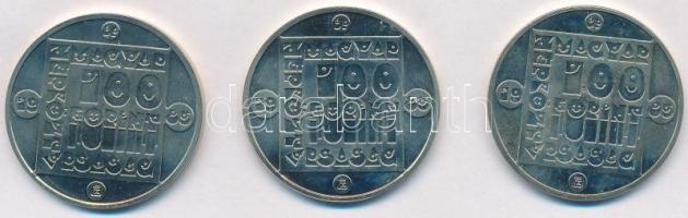 1985. 100Ft alpakka (3xklf) "Természetvédelem - Mocsári teknős, Vadmacska, Vidra" T:BU
Ad...