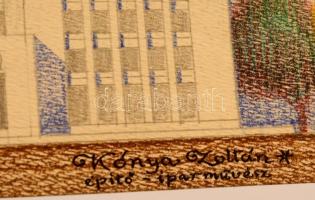 Kónya Zoltán (1891-?): Az MRT építése. Ceruza, papír, jelzett, hajtott, 42x17 cm