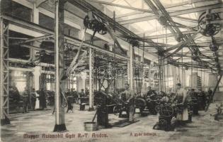 Arad, Magyar Automobil Gyárt Rt. gyárbelső, kiadja Kerpel Izsó könyvkereskedése / automobile factory interior (EK)