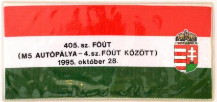 1995 Nemzeti színű szalag az M5-ös autópálya megnyitójáról, laminált, 10×20,5 cm