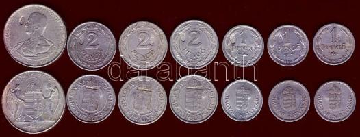 1941,1942,1944. 1P + 1943. 2P (3x), 5P (1x) T:2,2/3 Mindegyik angyalos-címres ellenjeggyel! Összesen 7db!