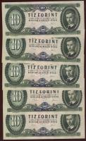 1975. 10Ft (5x) egymásutáni, ill. egyugrású sorszámokkal T:I