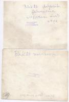 cca 1948-1954 3 db BSzKRt-fotó (zenekar, dolgozók felvonulása), hátuljukon feliratozva, különböző mé...