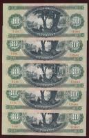 1975. 10Ft (5x) egymásutáni, ill. egyugrású sorszámokkal T:I