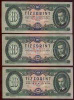 1969. 10Ft (3x) egymásutáni sorszámokkal T:I