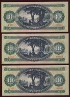 1969. 10Ft (3x) egymásutáni sorszámokkal T:I