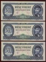 1980. 20Ft (3x) egymásutáni sorszámokkal T:I