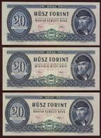 1975. 20Ft (3x), benne 2x egymásutáni sorszámokkal T:I