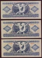 1975. 20Ft (3x), benne 2x egymásutáni sorszámokkal T:I