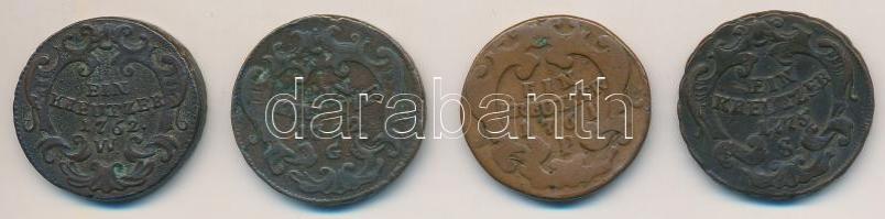 Ausztria / cseh verdejel 1761P 1kr Cu "Mária Terézia" + Ausztria 1762G 1kr Cu "I. Fer...