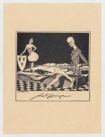 Karl Friedrich 	Zähringer (1886-1923): Erotikus ex libris, önarckép?, klisé, papír, jelzett a klisén, 6,5×6,5 cm