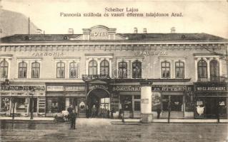 Arad, Scheiber Lajos Pannonia szállodája és vasúti étterme / hotel, shops