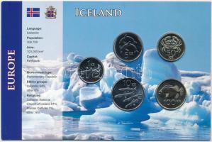 Izland 2005-2008. 1Kr-100Kr (5xklf) fémpénz szettben T:1-,2  Iceland 2005-2008. 1 Krona - 100 Kronur (5xdiff) metal coins in set C:AU,XF