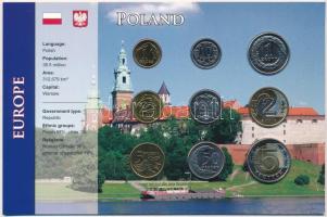 Lengyelország 1995-2010. 1gr-5Zl (9xklf) fémpénz szettben, papírtokban T:1-,2 Poland 1995-2010. 1 Groszy - 5 Zlotych (9xdiff) coin set in paper case C:AU,XF