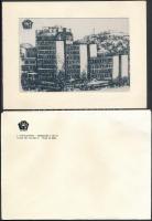 cca 1970 Nikex négy különböző, igényes fára és selyemre nyomott újévi üdvözlőlap, hozzá egy borítékk...