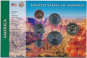 Amerikai Egyesült Államok 2004-2011. 1c-1$ (6xklf) fémpénz szettben, papírtokban T:1-,2  USA 2004-2011. 1 Cent - 1 Dollar (6xdiff) coin set in paper case  C:AU,XF