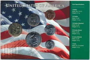 Amerikai Egyesült Államok 2004-2011. 1c-1$ (6xklf) fémpénz szettben, papírtokban T:1-,2 
USA 2004-2...