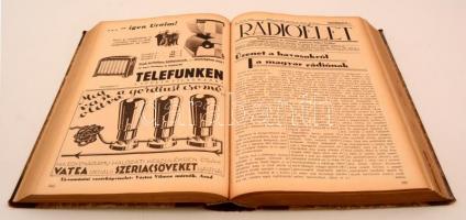 cca 1931 Rádióélet I. III. évfolyam, fél évfolyam, 1-26 szám. Átkötött kopottas, sérült gerincű félv...