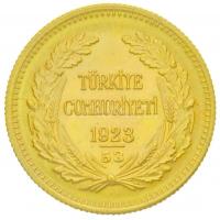 Törökország 1923/53 100K Au "Mustafa Kemal Atatürk" (7,24g/0.917) T:2
Turkey 1923/53 100 ...