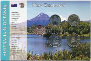 Új-Zéland 2005-2008. 10c-2$ (5xklf) fémpénz szettben, papírtokban T:1-,2  New Zealand 2005-2008. 10 Cents - 2 Dollars (5xdiff) coin set in paper case C:AU,XF