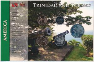 Trinidad és Tobago 2003-2005. 1c-50c (5xklf) fémpénz szettben, papírtokbanT:1-,2  Trinidad and Tobago 2003-2005. 1 Cent - 50 Cents (5xdiff) coin set in paper case C:AU,XF