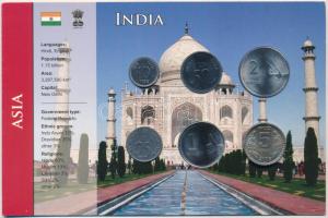 India 1992-2009. 10p-5R (6xklf) fémpénz szettben, papírtokban T:1-,2  India 1992-2009. 10 Paise - 5 Rupees (6xdiff) coin set in paper case C:AU,XF