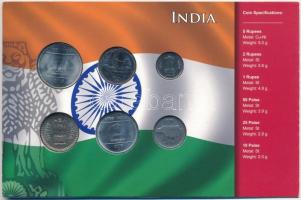 India 1992-2009. 10p-5R (6xklf) fémpénz szettben, papírtokban T:1-,2 
India 1992-2009. 10 Paise - 5...