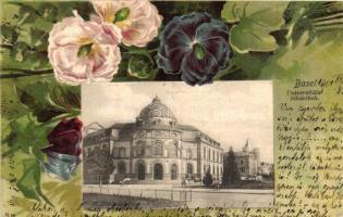 Basel, Universitäts-bibliothek / university library, Rathe & Fehlmann floral litho frame