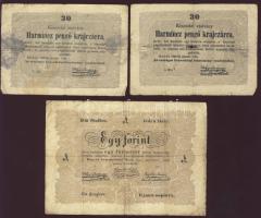 1848-49. "Kossuth bankók" 30kr (2x),1Ft,2Ft,5Ft T:III