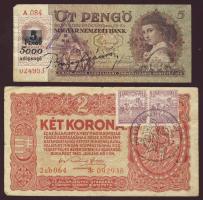 Korona, pengő tétel posta, ill. okmánybélyegekkel, bélyegzőkkel 4klf db T:II,III