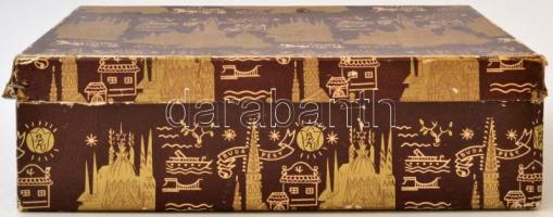 Retro Budapest csokoládés? karton doboz, kopott, 22×14 cm