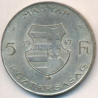 1947. 5Ft Ag "Kossuth" haj a homlok közepéig ér T:2