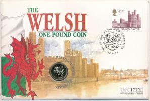 Wales 1995. 1Ł Ni-sárgaréz "II. Erzsébet" forgalmi pénzérme bélyeges borítékon, 1,50Ł-os bélyeggel, bélyegzéssel T:1- Wales 1995. 1 Pound Ni-Brass "Elisabeth II" coin letter with 1,50P stamp and cancellation C:AU