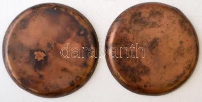 Feiko Hanau réz tálka (2 db), zománc díszítéssel, jelzett, d:8 cm (2×)