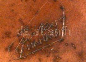 Feiko Hanau réz tálka (2 db), zománc díszítéssel, jelzett, d:8 cm (2×)