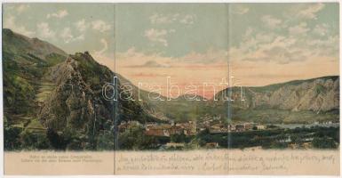 Kotor, Cattaro; General view, old road, 3-tiled panoramacard (r)