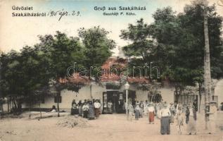Szakálháza, Sacalaz; P. Kühn üzlete / shop (fa)