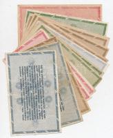 1946. 13db-os vegyes magyar adópengő bankjegy tétel, közte fordított címeres, sorozat- és sorszám né...