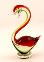 Muránói üveg hattyú, anyagában színezett, jelzett, hibátlan, m:18 cm