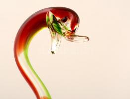 Muránói üveg hattyú, anyagában színezett, jelzett, hibátlan, m:18 cm