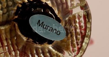 Muránói üveg hattyú, anyagában színezett, jelzett, hibátlan, m:18 cm