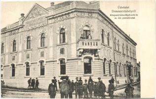 Dunaszerdahely, Dunajská Streda; Központi takarékpénztár, postahivatal; kiadja Haár Henrik papírkereskedése / bank, post office