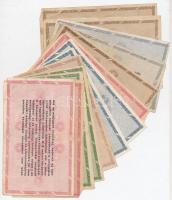 1946. 13db-os vegyes magyar adópengő bankjegy tétel, közte fordított címeres, sorozat- és sorszám né...