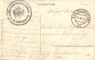 Szolnok, Móricz liget, Róth Dezső kiadása, hátoldalon "K.K. Landwehrinfanterieregiment Budweis ...