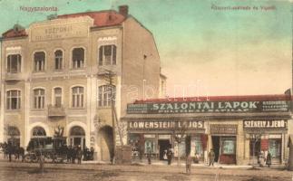 Nagyszalonta, Salonta; Központi szálloda, vigadó, Löwenstein Lajos, Székely J. Jenő üzletei, Szalontai Lapok reklám, kiadja Székely / hotel, redoute, shops, advertisement